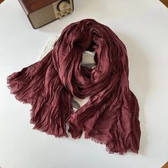 Mens Linen Cotton Wrinkled Pleated Winter Scarf Unisex Autumn Shawl Bandana 07FC0E-D4 - KOEEK