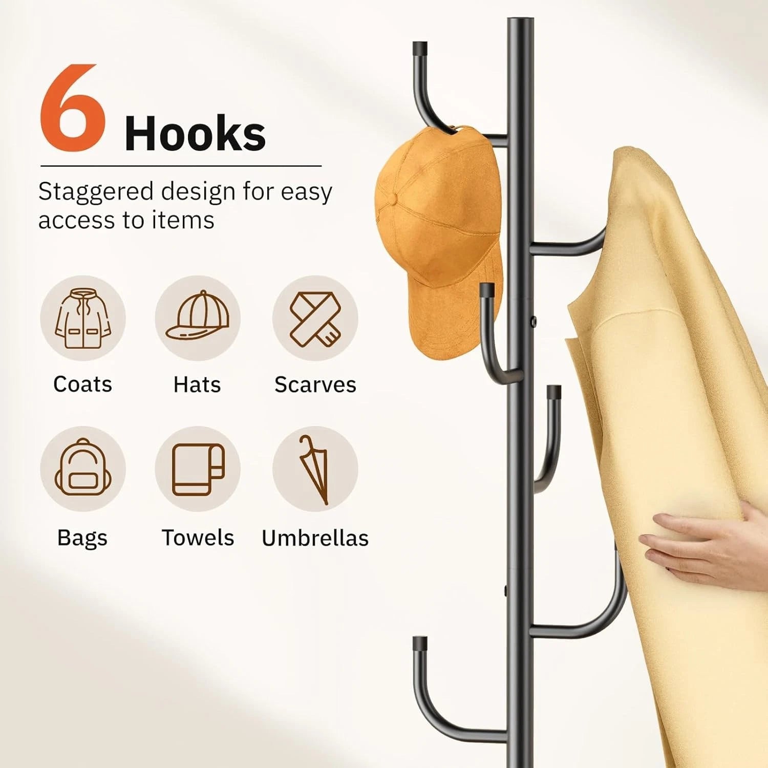 Coat Rack Freestanding,Coat Tree with Stable Wood Base Coat Hanger Stand 07FC0E-D4 - KOEEK
