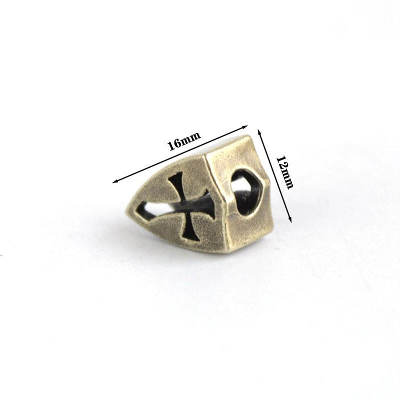 EDC Solid Brass Cross Mark Knife Bead Parachute Cord Pendant DIY Accessories 07FC0E-D4 - KOEEK