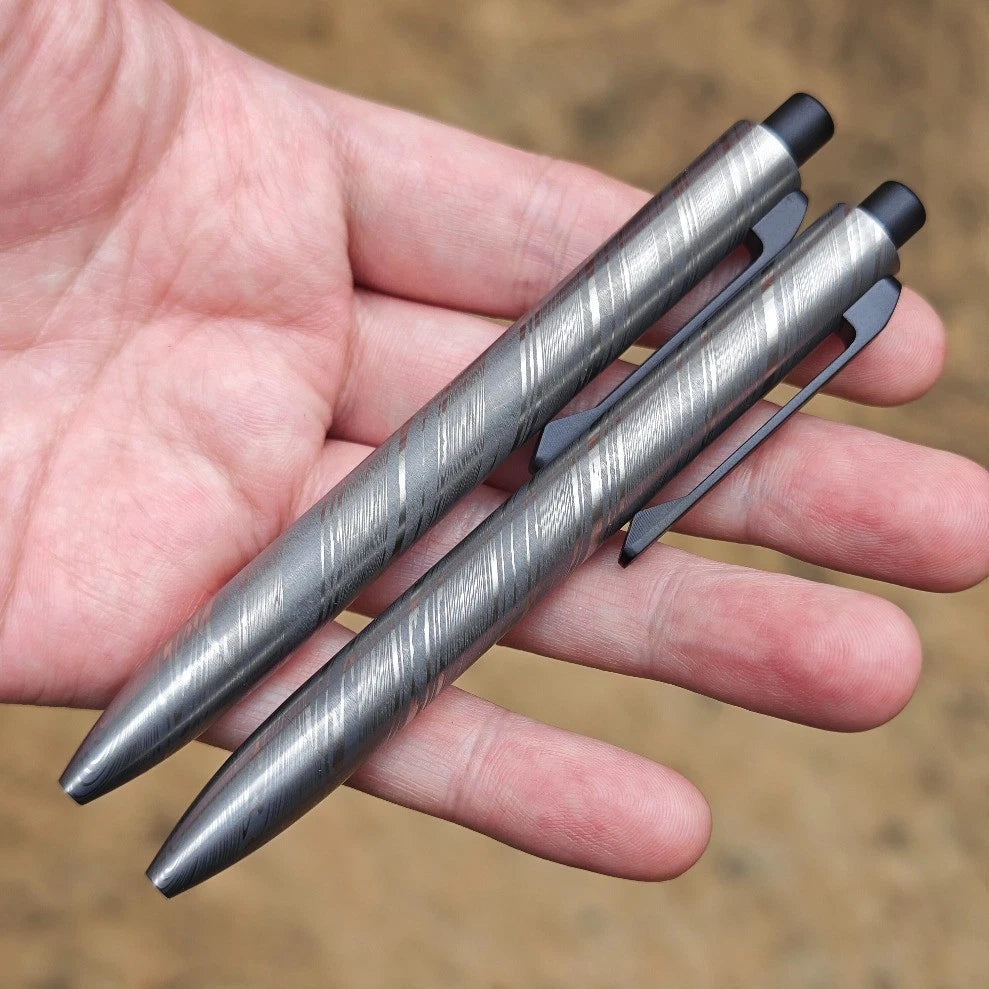 Damascus Steel EDC Pen - Tactical Writer w/ Glass Breaker & Unique Pattern. 07FC0E-D4 - KOEEK
