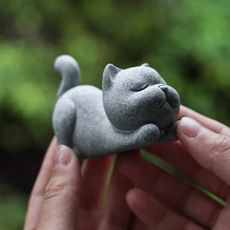 Kitten Sculpture Handmade Tea Pet Chinese Tea Tray Decoration Fish Tank Potted 07FC0E-D4 - KOEEK