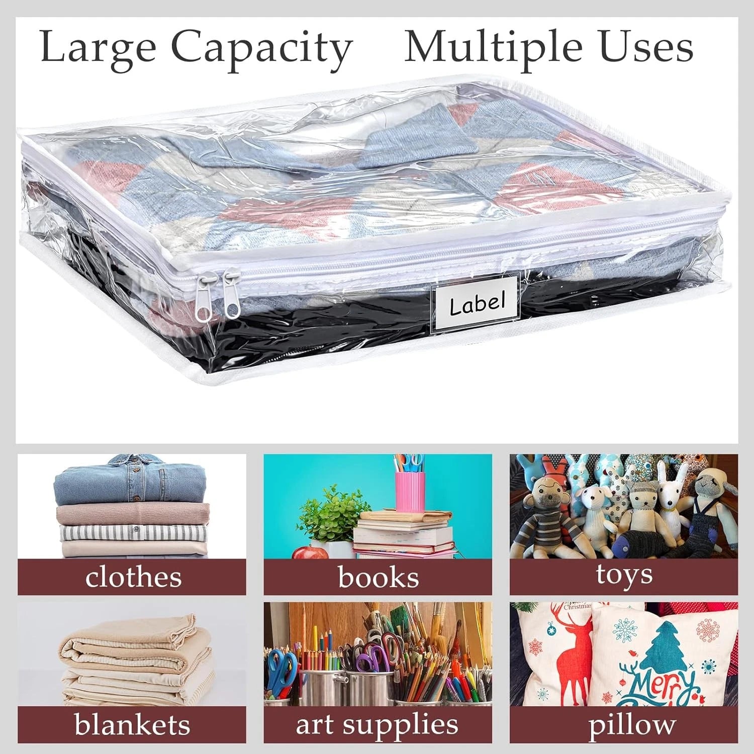 6 Pieces Sweater Storage Bags Plastic Clear PVC Clothes Storage Bags with Zipper 07FC0E-D4 - KOEEK