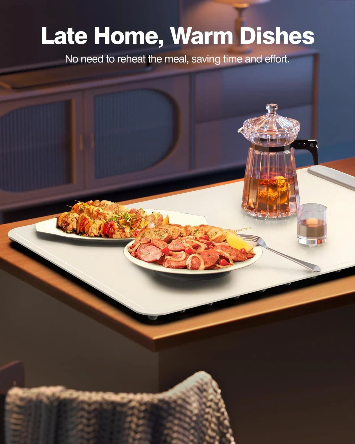 Electric Warming Tray-Full Surface HeatingRollable,Portable3Temperature Settings 07FC0E-D4 - KOEEK