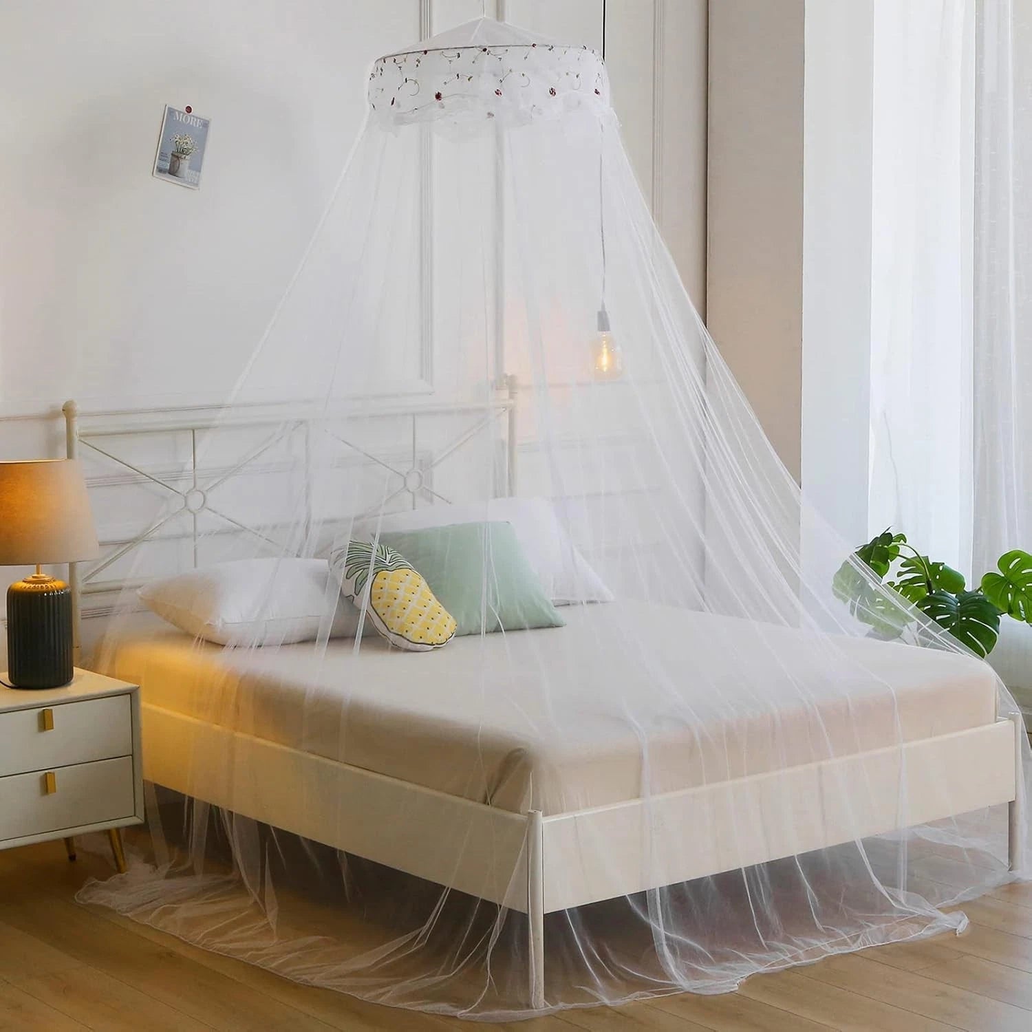 Mosquito Net Bed Canopy for Girls,King Canopy Bed Curtains Queen Size Ceiling 07FC0E-D4 - KOEEK