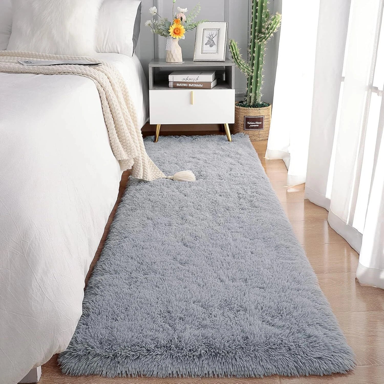 Soft Runner Rugs for Bedroom Living Room Plush Fluffy Rug 2x6 Feet, Shag Furry 07FC0E-D4 - KOEEK