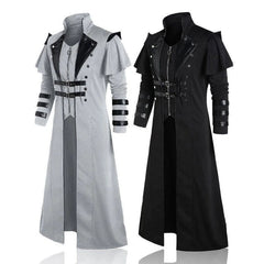 Long Trench Men's Medieval Victorian Style Frock Coat Cape Cloak Costume Jackets 07FC0E-D4 - KOEEK