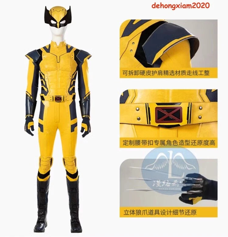 2024 Deadpool & Wolverine Jumpsuit Outfit Cosplay Halloween Costume Full Set 07FC0E-D4 - KOEEK