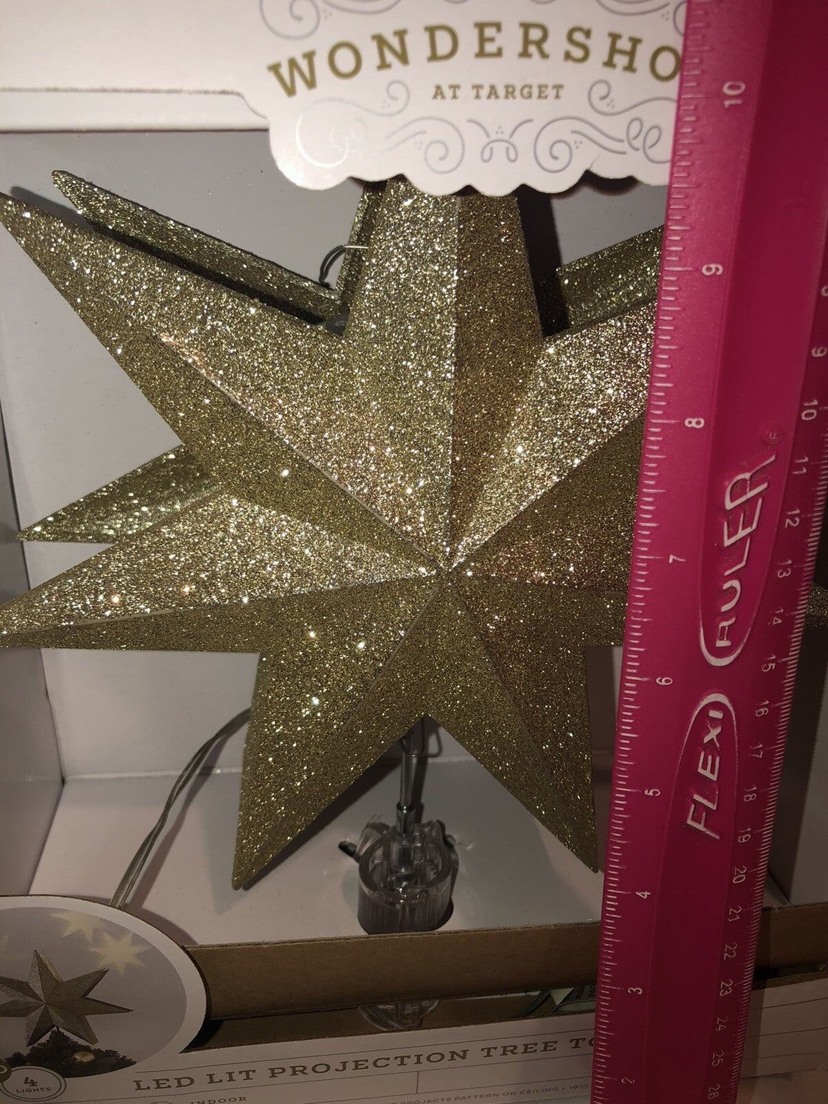 Wondershop Gold Glitter Star Tree Topper Christmas LED Lit Projection Lights WONDERSHOP - KOEEK