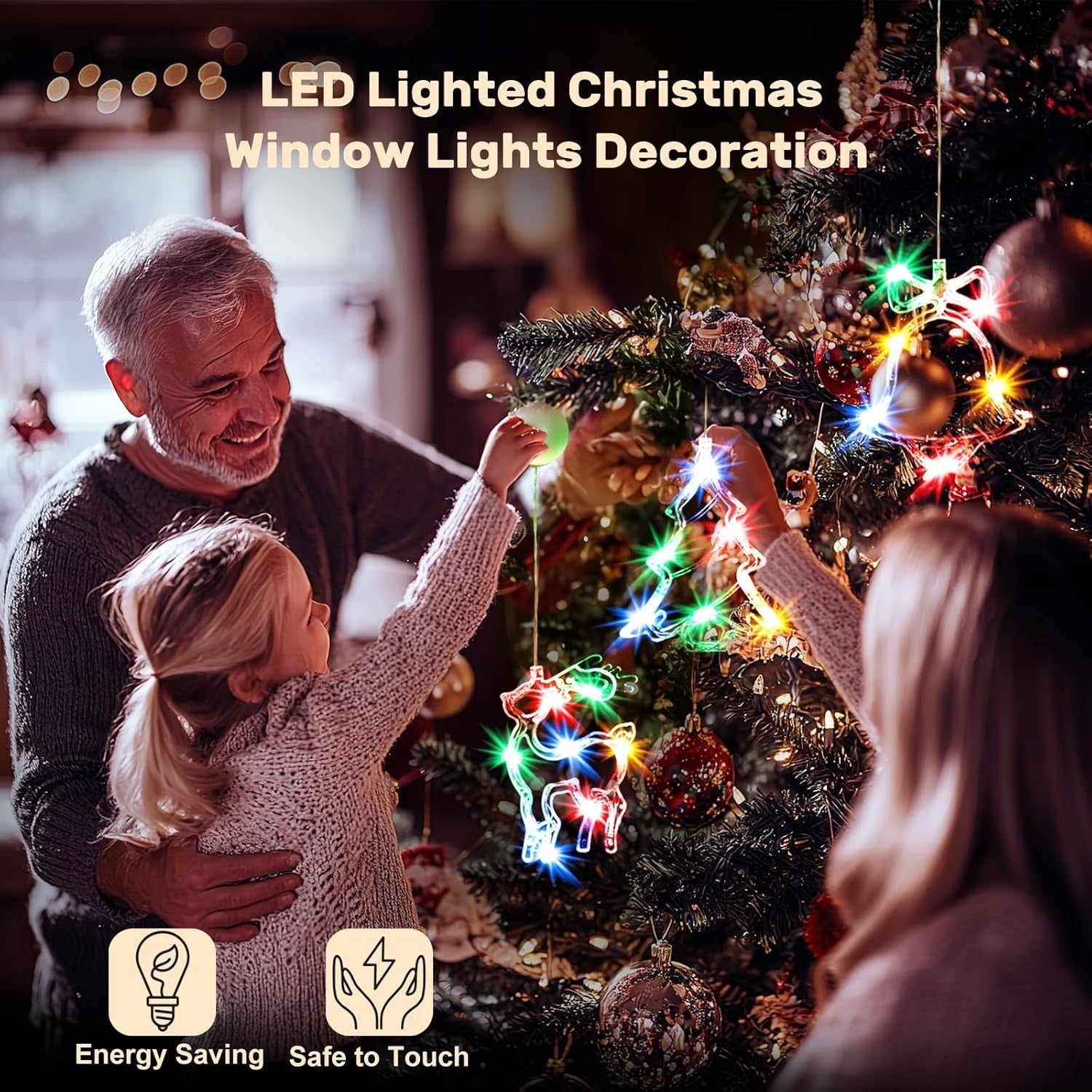 new Brightown 3 PCS Lighted Christmas Window Bell-Tree-Deer Multicolor BRIGHTOWN - KOEEK