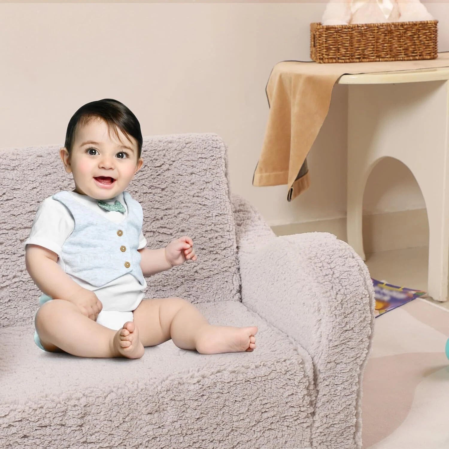 Kids Chairs for Toddler, 2-in-1 Toddler Soft Sherpa Couch Fold Out, Convertible 07FC0E-D4 - KOEEK