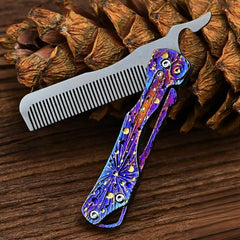 Handmade Titanium Folding Comb Hair Beard Pocket Comb EDC Portable Anti-Static 07FC0E-D4 - KOEEK