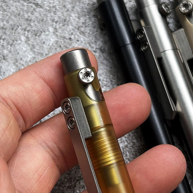 EDC Titanium Alloy + POM / PEEK / PEI Pocket Pen Ballpoint Signature Gel Pen 07FC0E-D4 - KOEEK