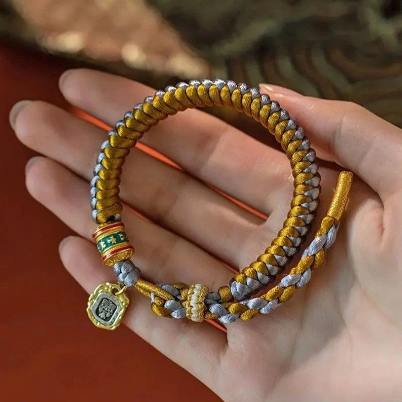 Tibetn Hand-woven Zakilam Bracelet Six Character Mantra Amulet HandString Bangle 07FC0E-D4 - KOEEK
