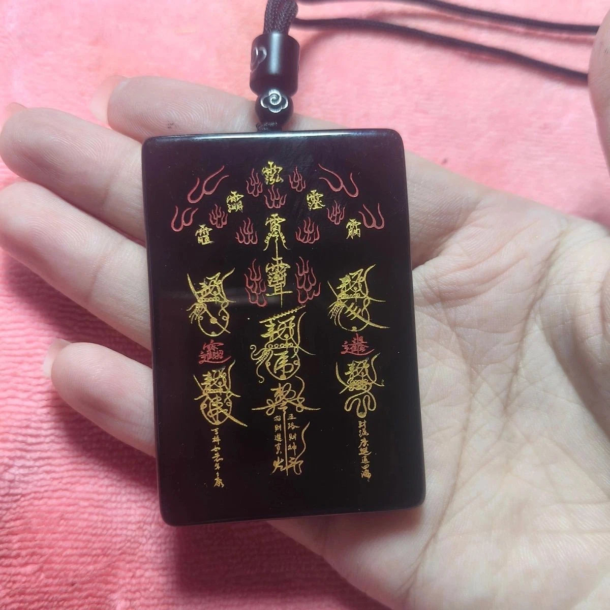 Obsidian Style Taoist Wulu Wealth God Pendant Tag Ziwei Mark Amulet Charm 07FC0E-D4 - KOEEK