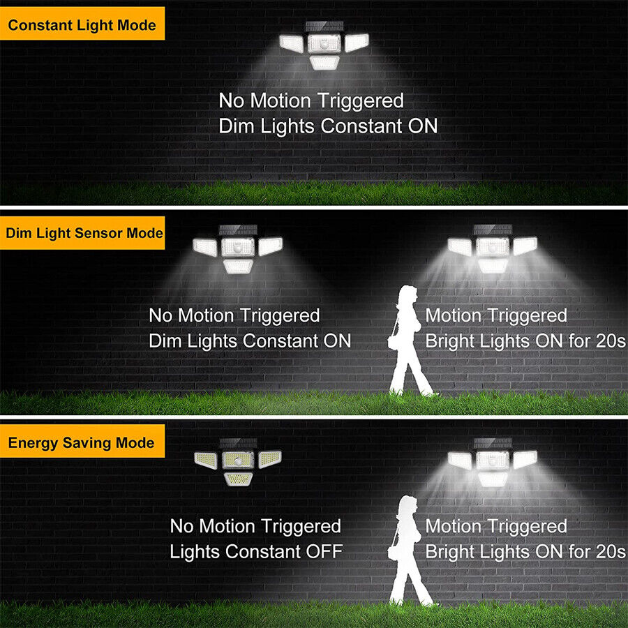 ny 270 LED Luz Lamparas Luces Solares Eksteriør Para Patio Con Sensor De Movimiento