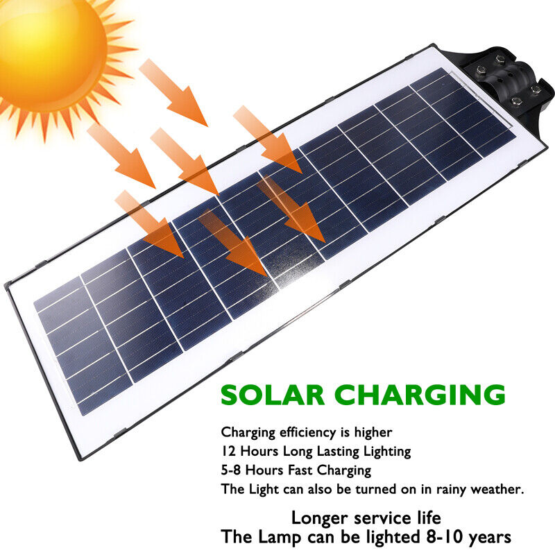 ny 100000000LM kommersiell solcellegatelys bevegelsessensor Dusk-Dawn veilampe+stang