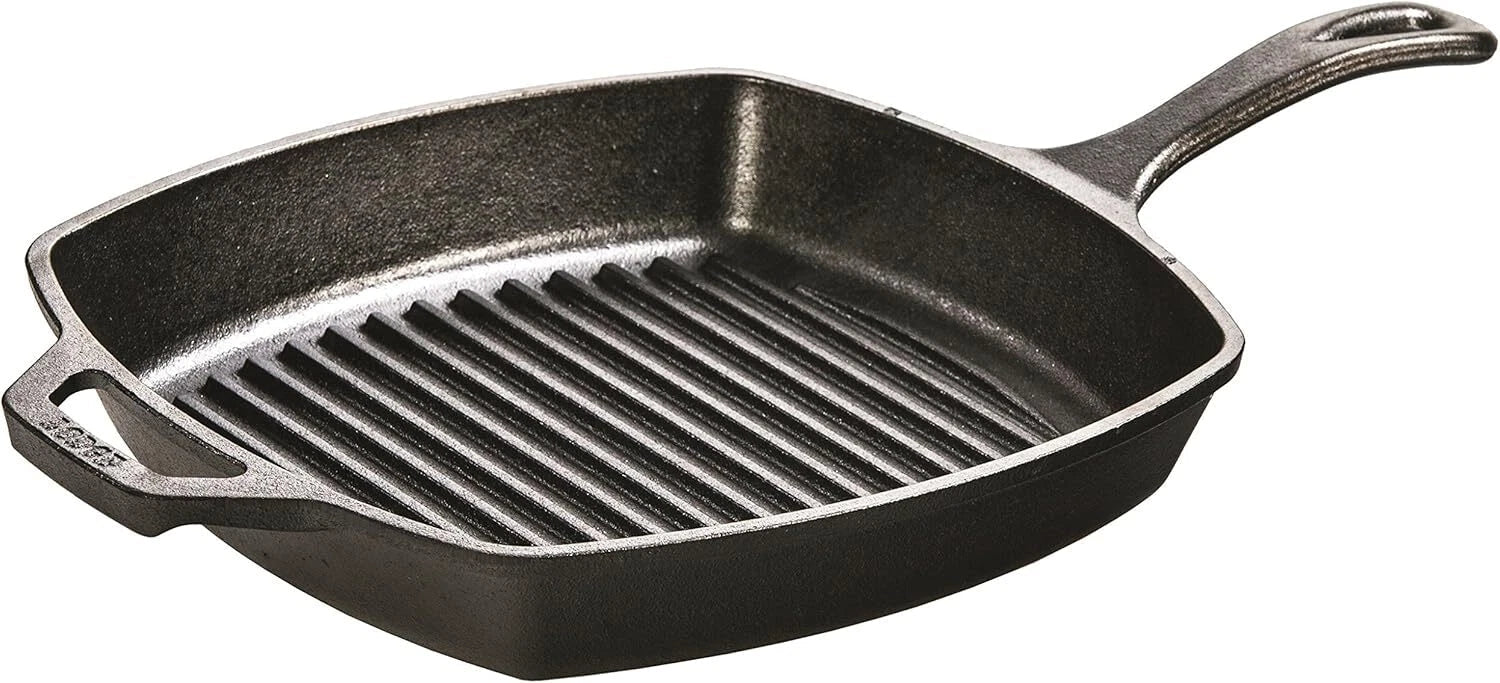 Cast Iron Square Grill Pan, Pre-Seasoned, 10.5-inch 07FC0E-D4 - KOEEK