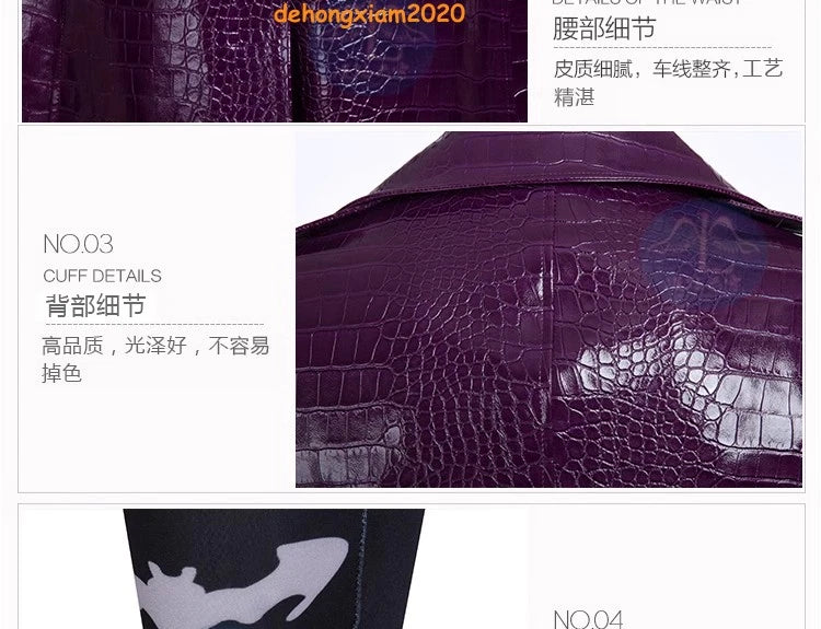 Movie Suicide Squad The Joker Jared Leto Cosplay Costume Purple Trench Coat Suit 07FC0E-D4 - KOEEK