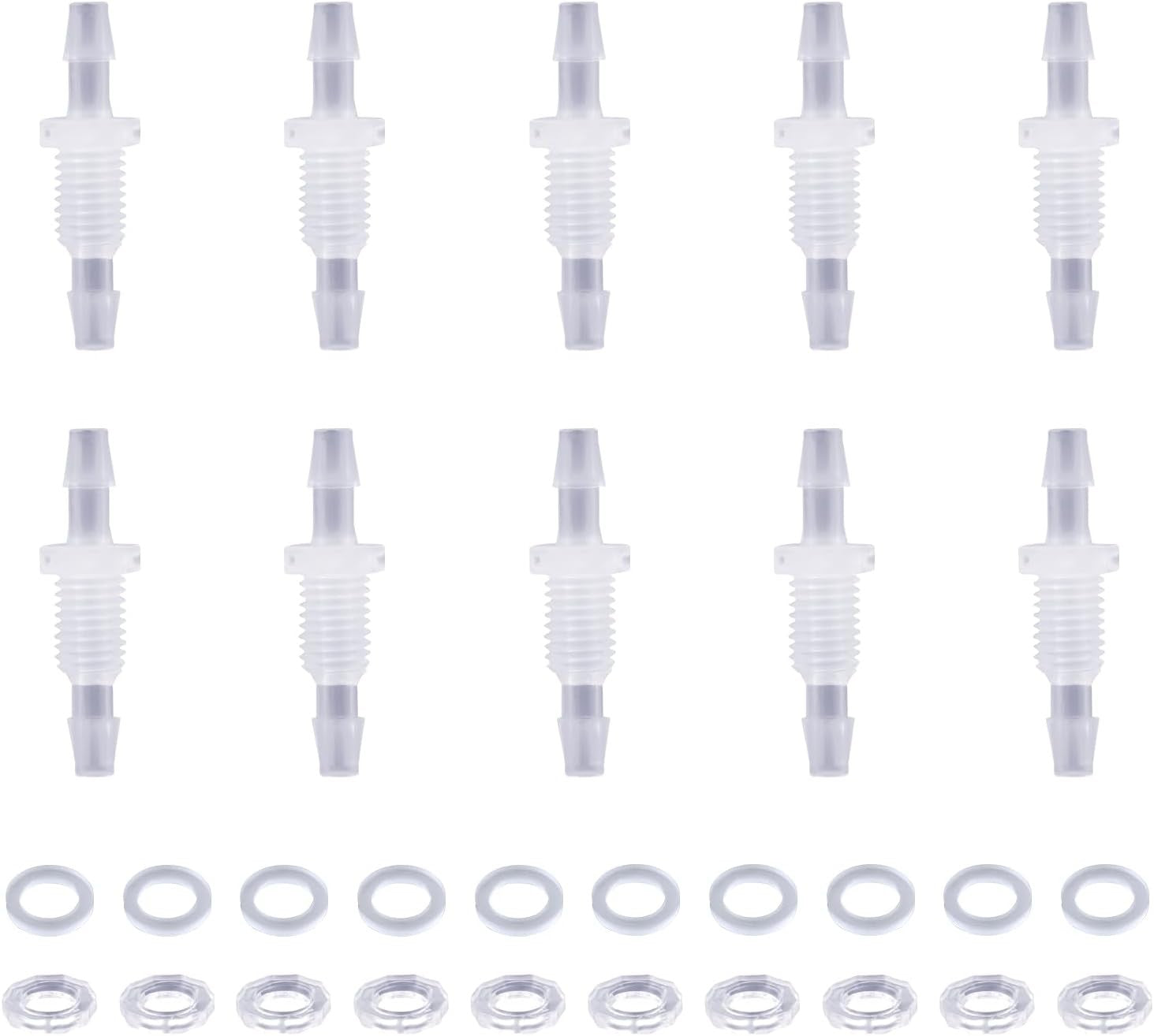 new 10 Packs Hose Barb Thru-Bulk Bulkhead Fitting Plastic White 07FC0E-D4 - KOEEK