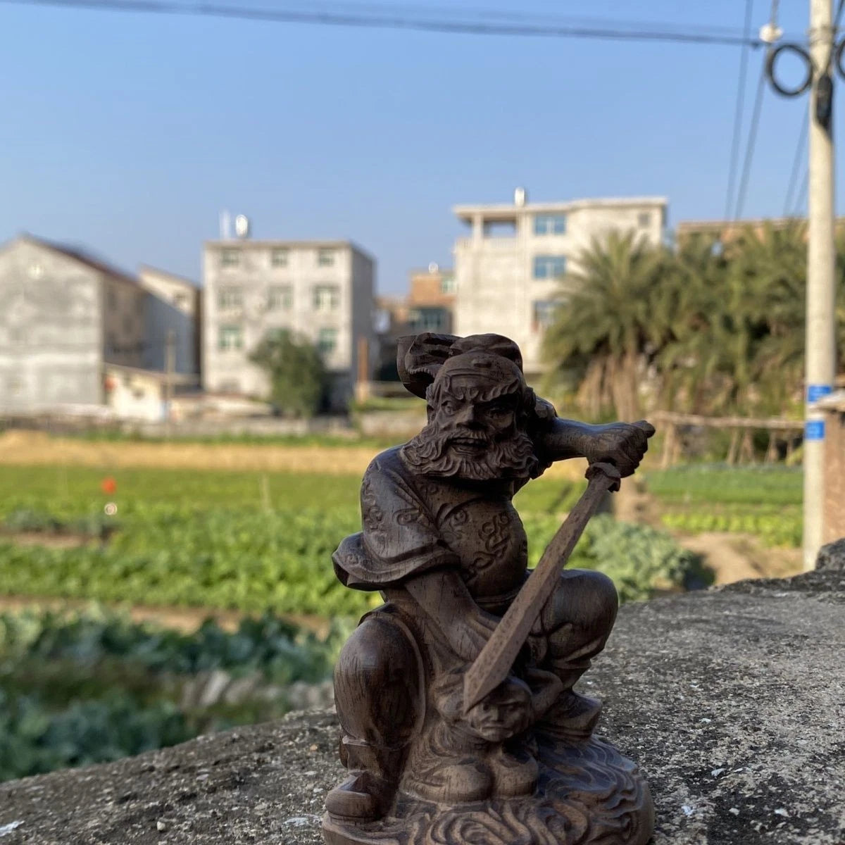 10*6cm White Kyara Agarwood Zhong Kui Figurine Wood Carving Feng Shui Home Decor 07FC0E-D4 - KOEEK