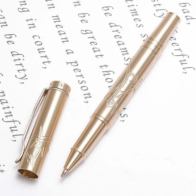 Solid Brass Ball Pen Signature Pen Perfect for Outdoor Pocket Office Stationery 07FC0E-D4 - KOEEK