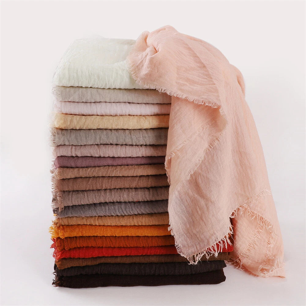 Women's Hijabs Scarf Solid Cotton Blend Breathable Muslim Scarf Shawls and Wraps 07FC0E-D4 - KOEEK
