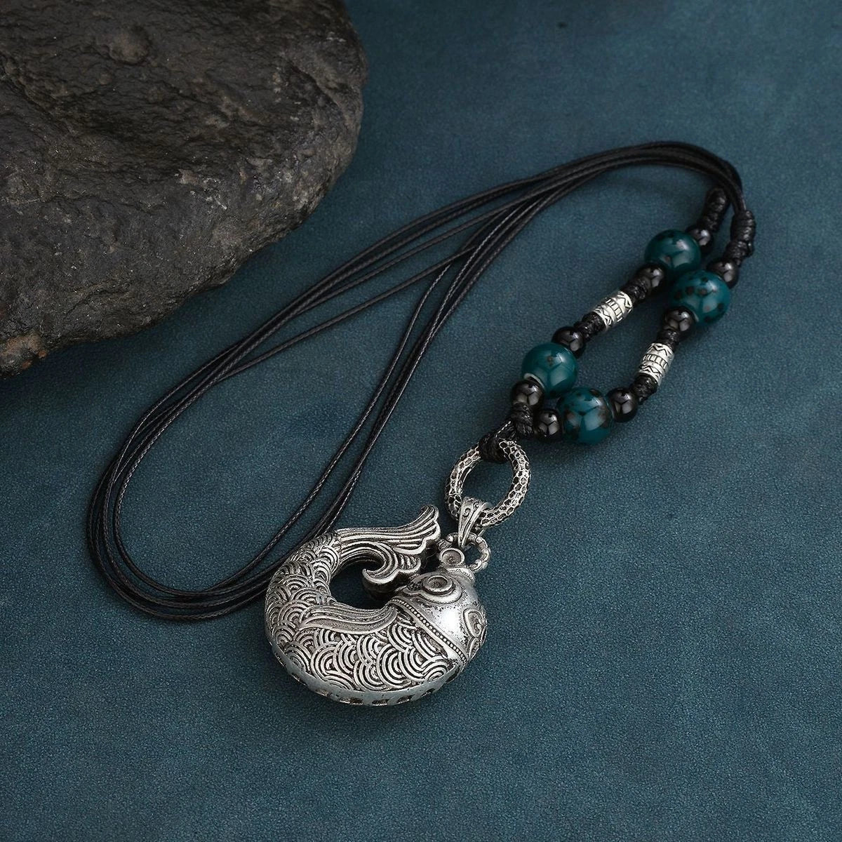 Chinese Style Vintage Koi Pendant Necklace Ethnic Sweater Chain Women 07FC0E-D4 - KOEEK