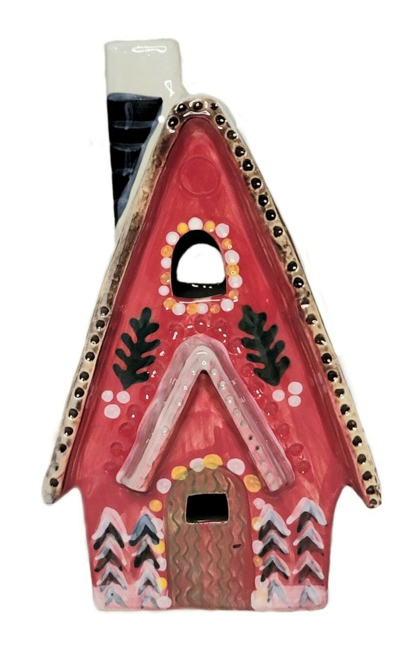 Anthropologie Nathalie Lete Holiday Village House Red Ceramic Tea Light Cottage ANTHROPOLOGIE - KOEEK