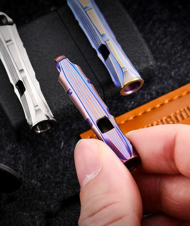 EDC Titanium Safty Whistle Keychain Necklace Pendant DIY Outdoor Survival Tool 07FC0E-D4 - KOEEK