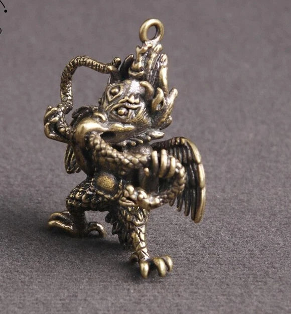 1.62" Brass Tibetan Buddhism Dapeng Bird God Buddha Statue Home Decor Ornament 07FC0E-D4 - KOEEK