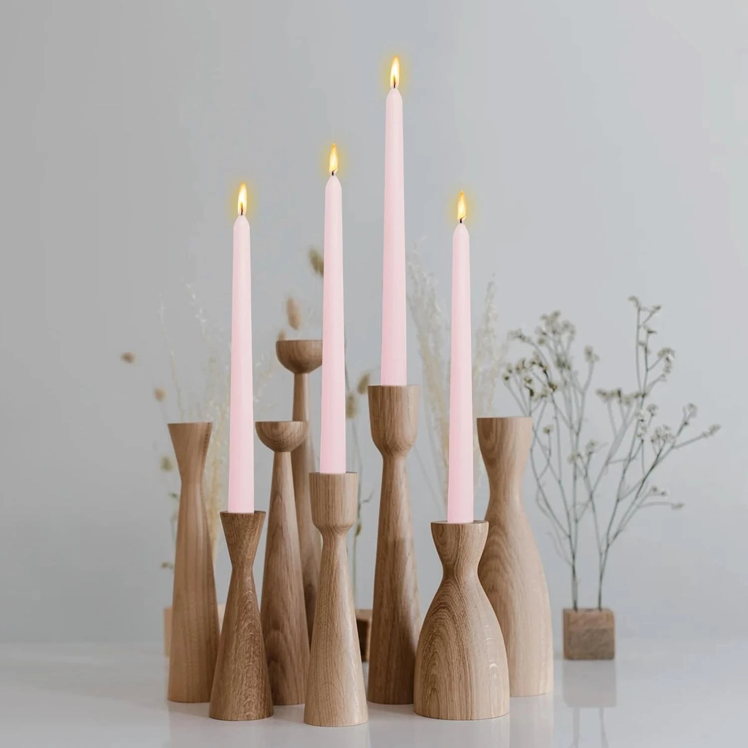 Handmade Light Pink Colored Taper Candlesticks Rose Scented Taper Candles Long 07FC0E-D4 - KOEEK