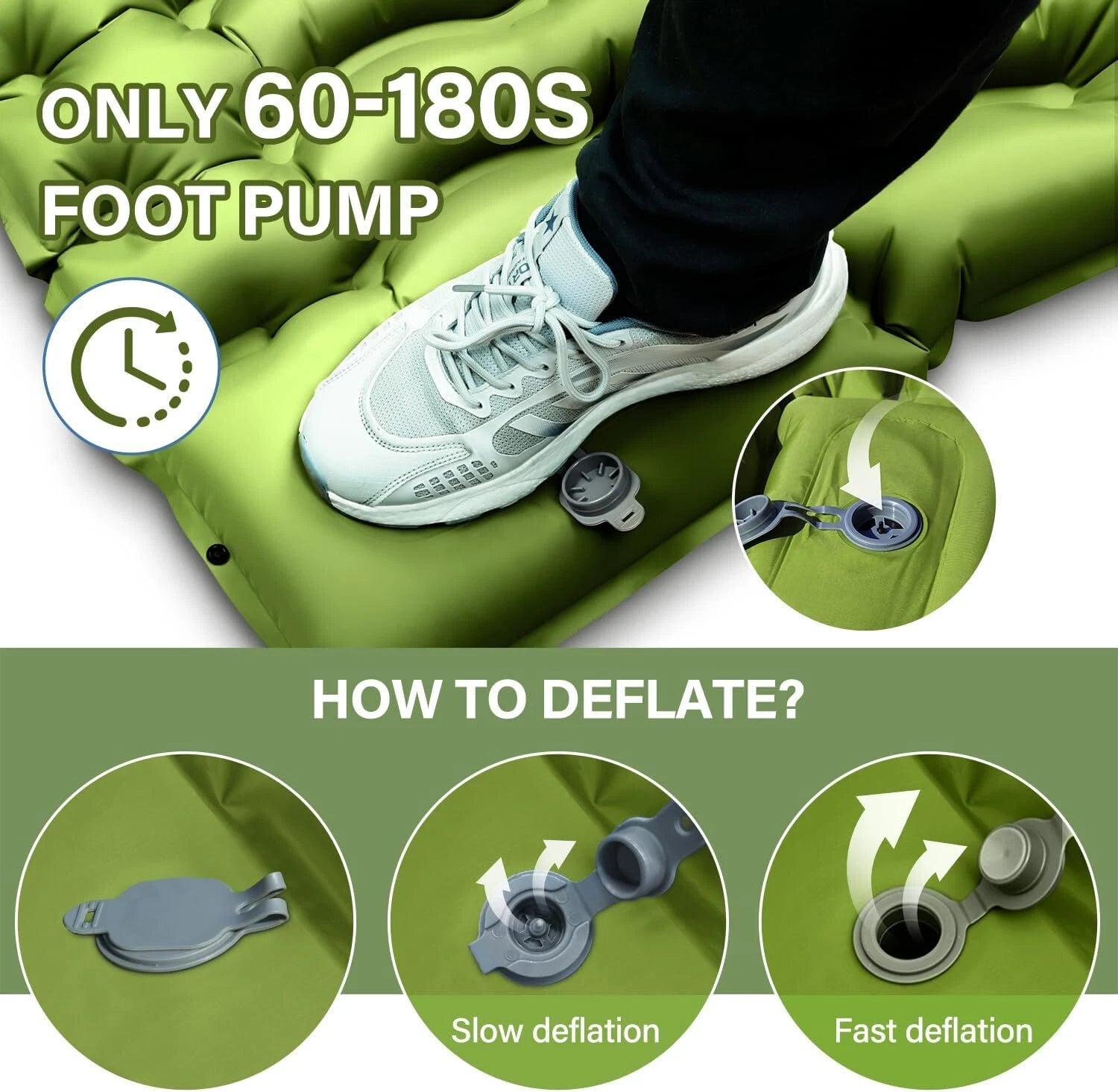 Double Sleeping Pad -Self Inflating Extra Thick Double Sleeping Pad with Pillow 07FC0E-D4 - KOEEK