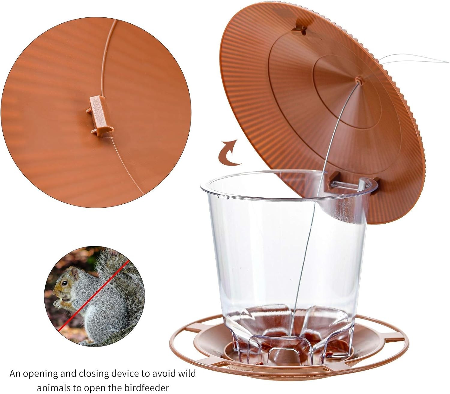 new Bird Feeder Outdoor Hanging for Wild Seed, Brown 01：47 oz, 07FC0E-D4 - KOEEK
