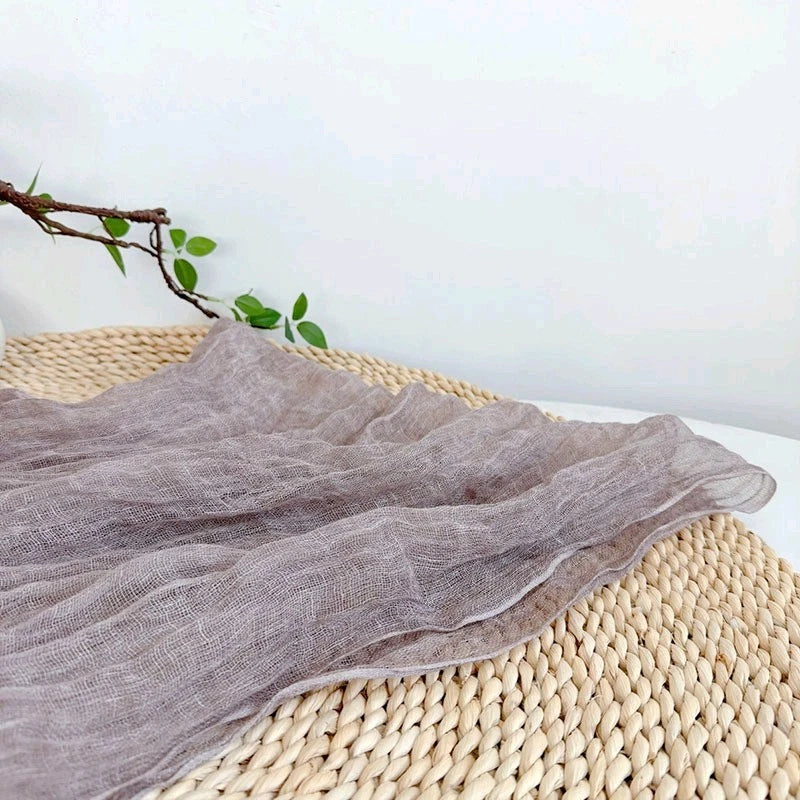 Women Flax Linen Thin Soft Scarf Breathable Summer Shawl Plain Color Scarves 07FC0E-D4 - KOEEK