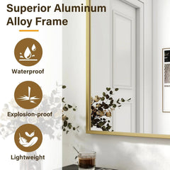 24"x32" Framed Bathroom Mirror for Wall Rectangle Mirror Aluminum Alloy Frame 07FC0E-D4 - KOEEK
