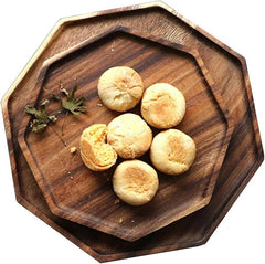 Set of 2 Acacia Wooden Trays Serving Platters Round Square Veggie Serving Tray 07FC0E-D4 - KOEEK