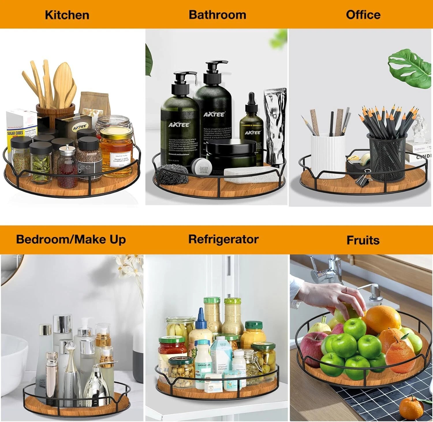Lazy Susan Turntable Organizer Cabinet Pantry Kitchen Countertop Refrigerator 07FC0E-D4 - KOEEK