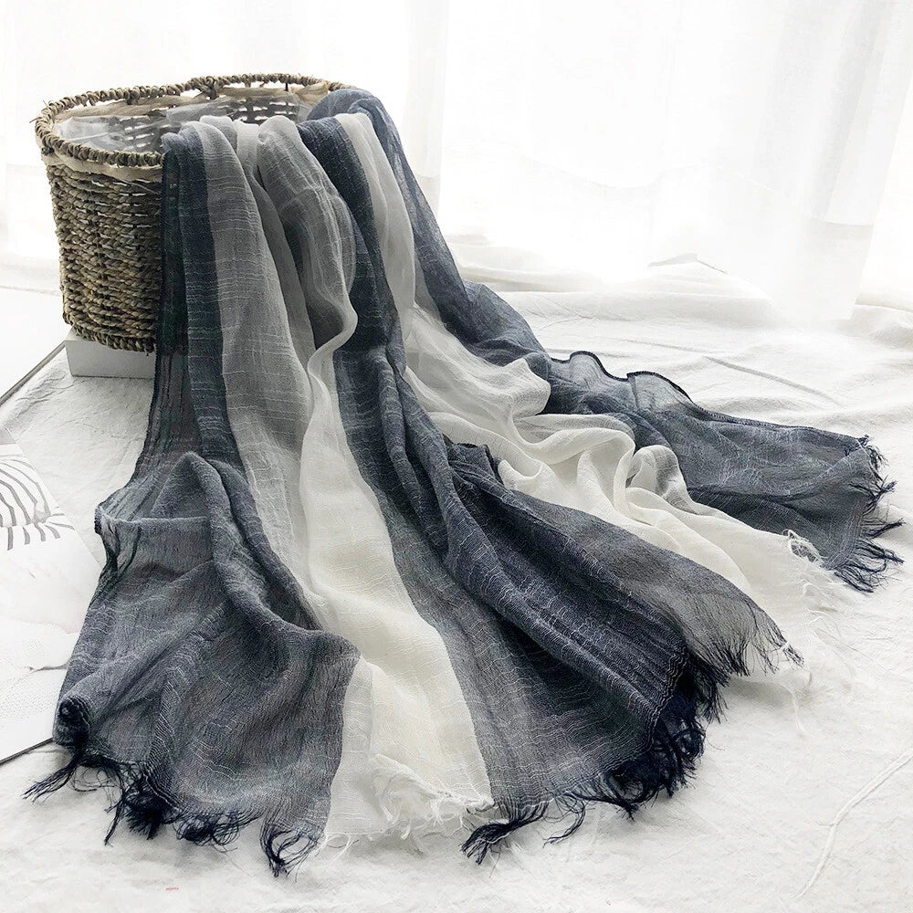 Soft Linen Cotton Scarf Shawls Muslim Large Hijab Wraps Unisex Women Men Scarves 07FC0E-D4 - KOEEK
