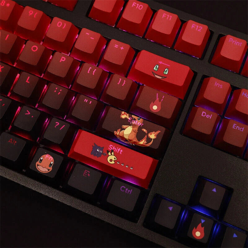 108 Keys Charmander Transparent PBT Mechanical Keyboard Keycaps Cherry MX High 07FC0E-D4 - KOEEK