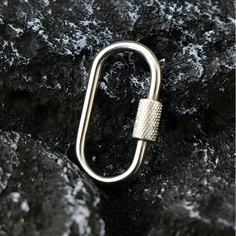 2pcs Mini Climbing Stainless Steel Screw Carabiner Lock Clasp Keychain Clip Hook 07FC0E-D4 - KOEEK