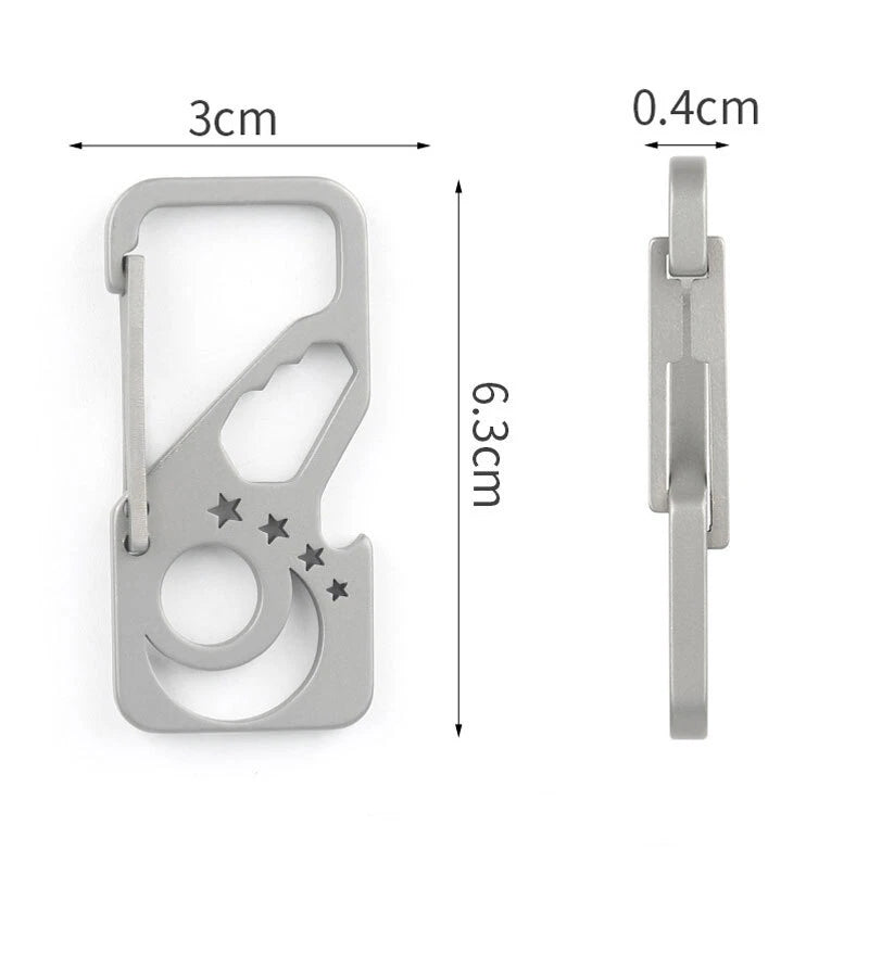 Titanium Alloy Pocket Key Chain Carabiner Bottle Opener Wrench Outdoor Multi EDC 07FC0E-D4 - KOEEK