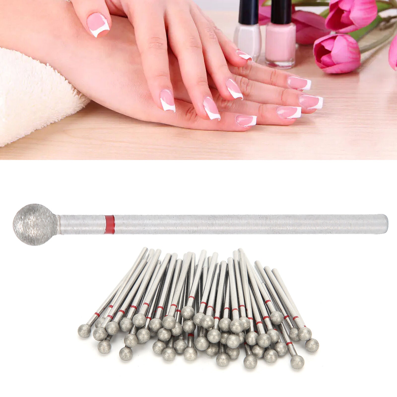 new 50pcs Spherical Nail Drill Bits Dead Removal Nail Head (5mm 0.2in ) HGF koeek - KOEEK