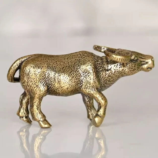 EDC Brass Buffalo Figurine Desktop Decoration Small Statue Animal Figurines Toys EDC - KOEEK