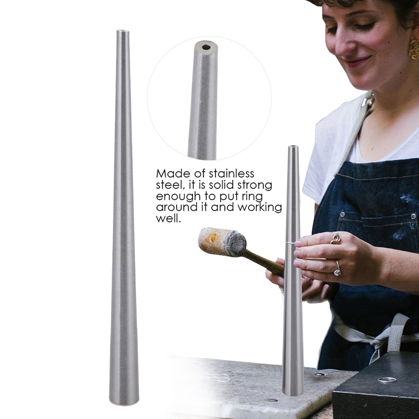 new Stainless Steel Ring Enlarger Stick Mandrel Sizer Tool For Jewelry Making A koeek - KOEEK