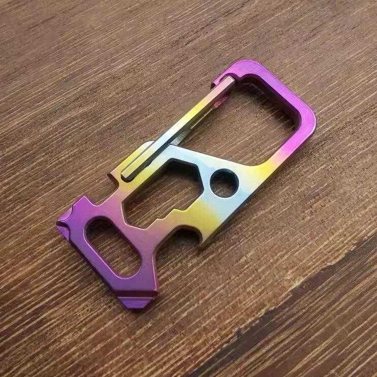 Titanium Alloy Mechanic Key Chain Multi Tools EDC Card Carabiner with Key Ring 07FC0E-D4 - KOEEK