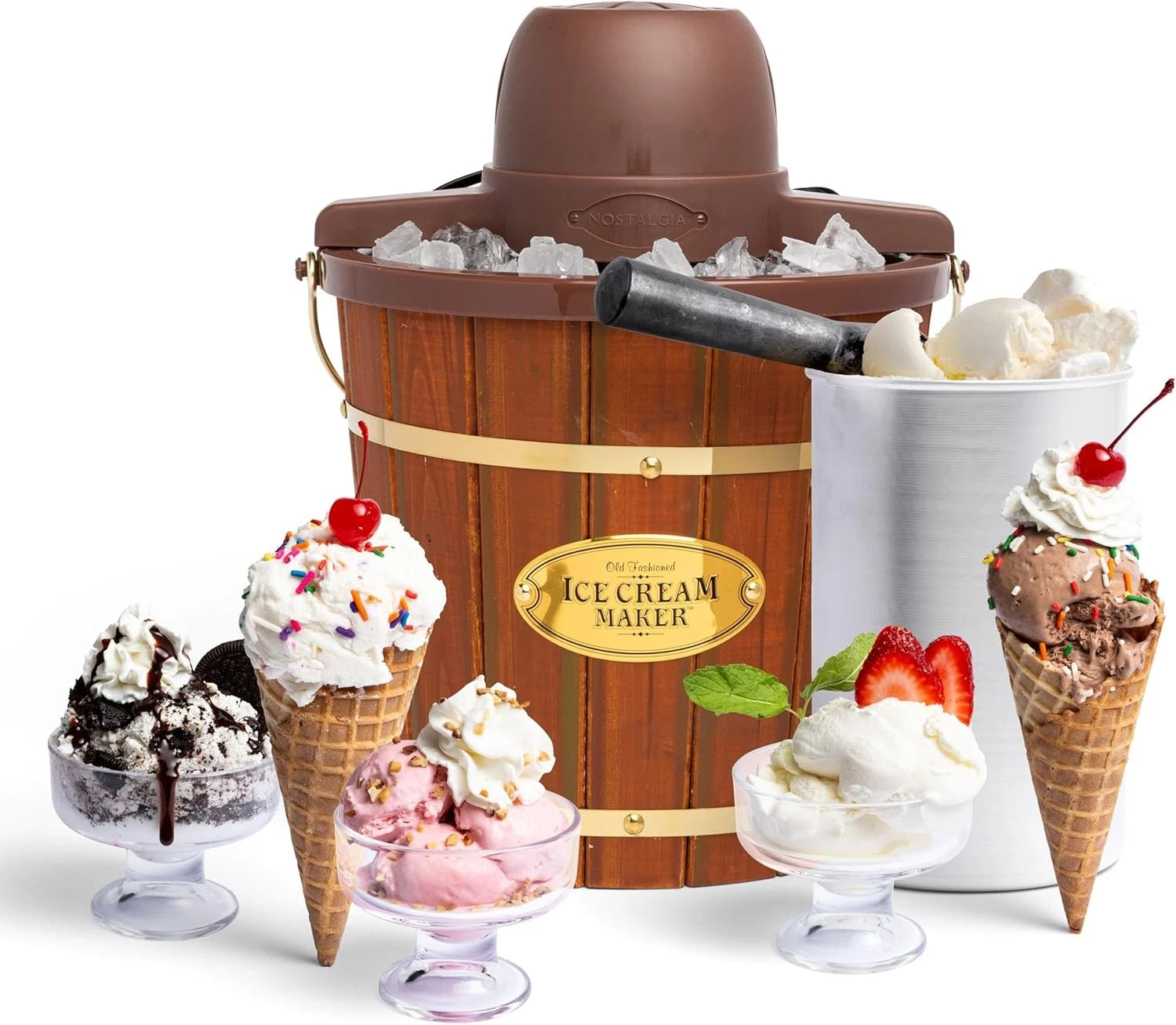 Electric Ice Cream Maker - Old Fashioned Soft Serve Ice Cream Machine Makes 07FC0E-D4 - KOEEK