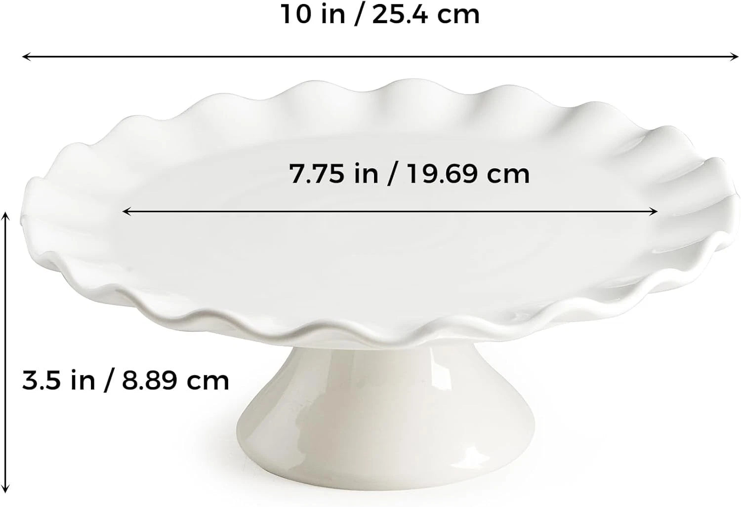 White Cake Stand, 10 Inch Cake Stands for Tea Party, Round Dessert Stand 07FC0E-D4 - KOEEK