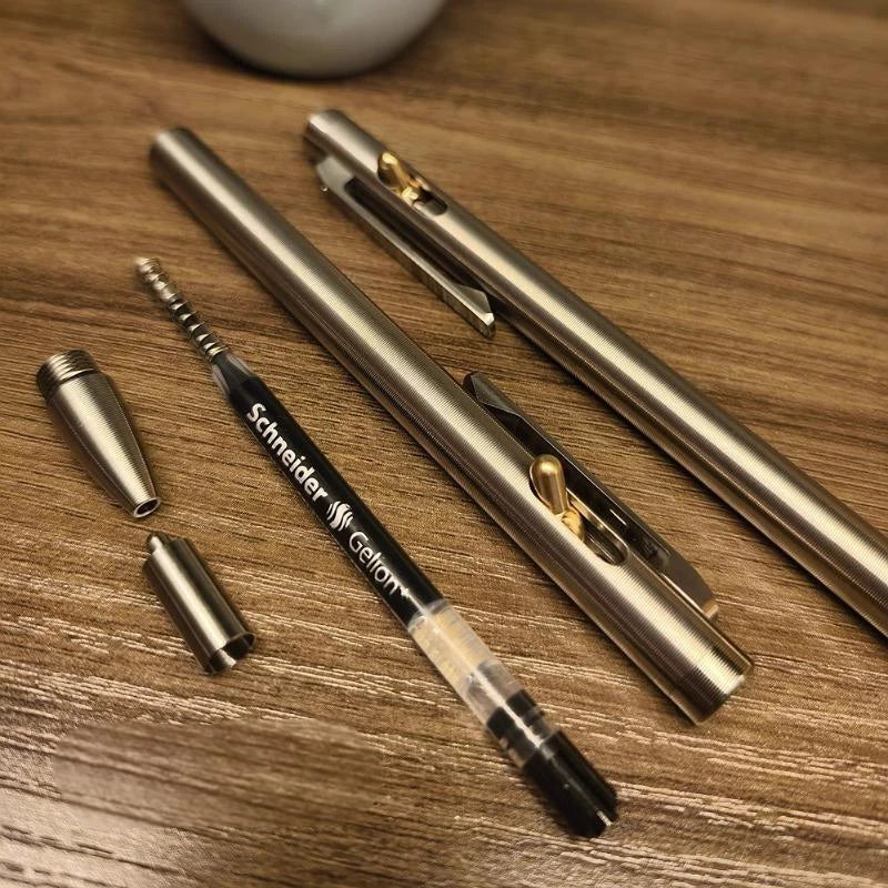 Creative Titanium Ballpoint Pen Pocket Signature Writing Pen Business Office EDC 07FC0E-D4 - KOEEK
