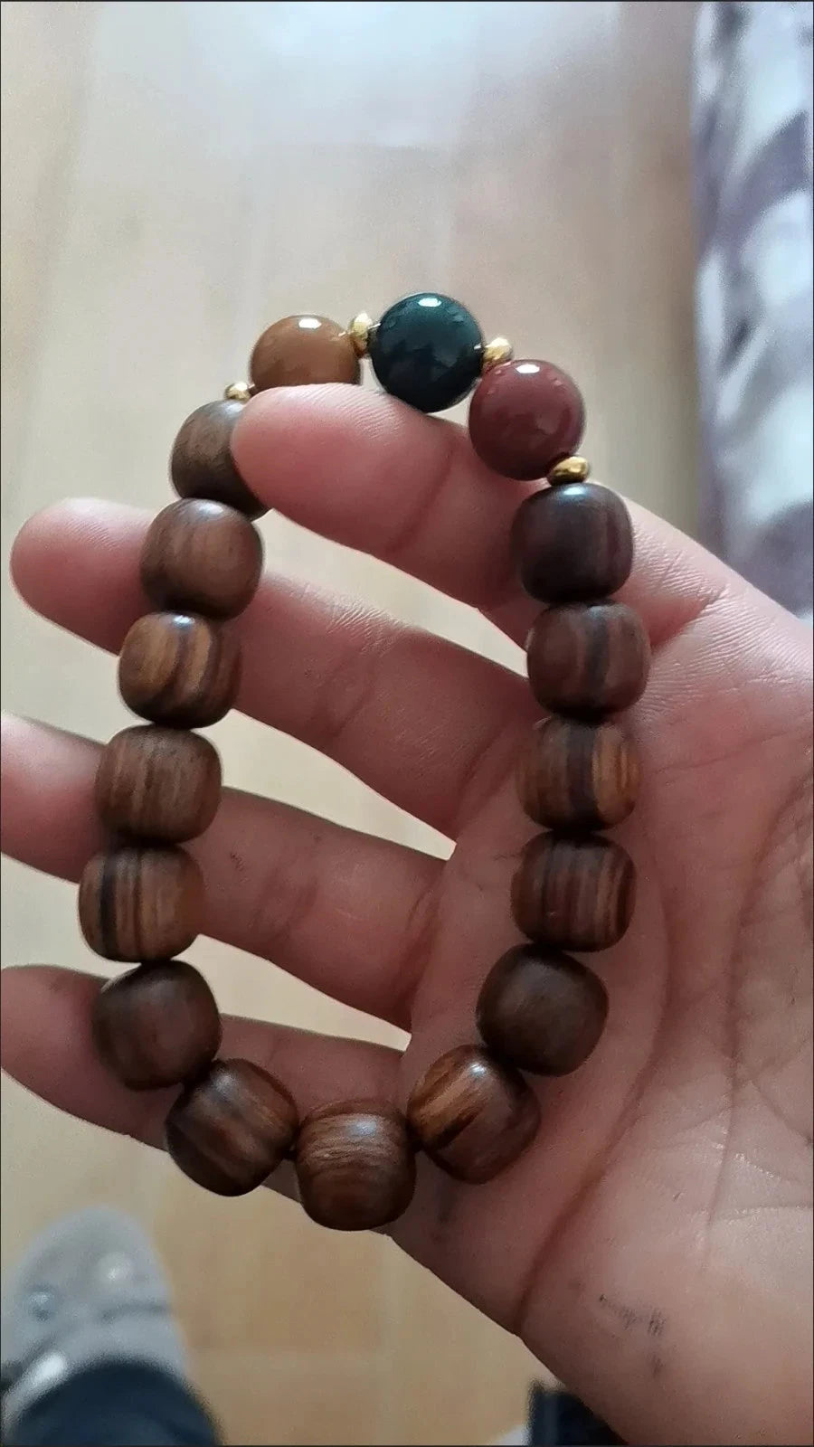 Natural Huanghauli Wood Prayer Beads  Gift Bracelet Three-color beads 07FC0E-D4 - KOEEK