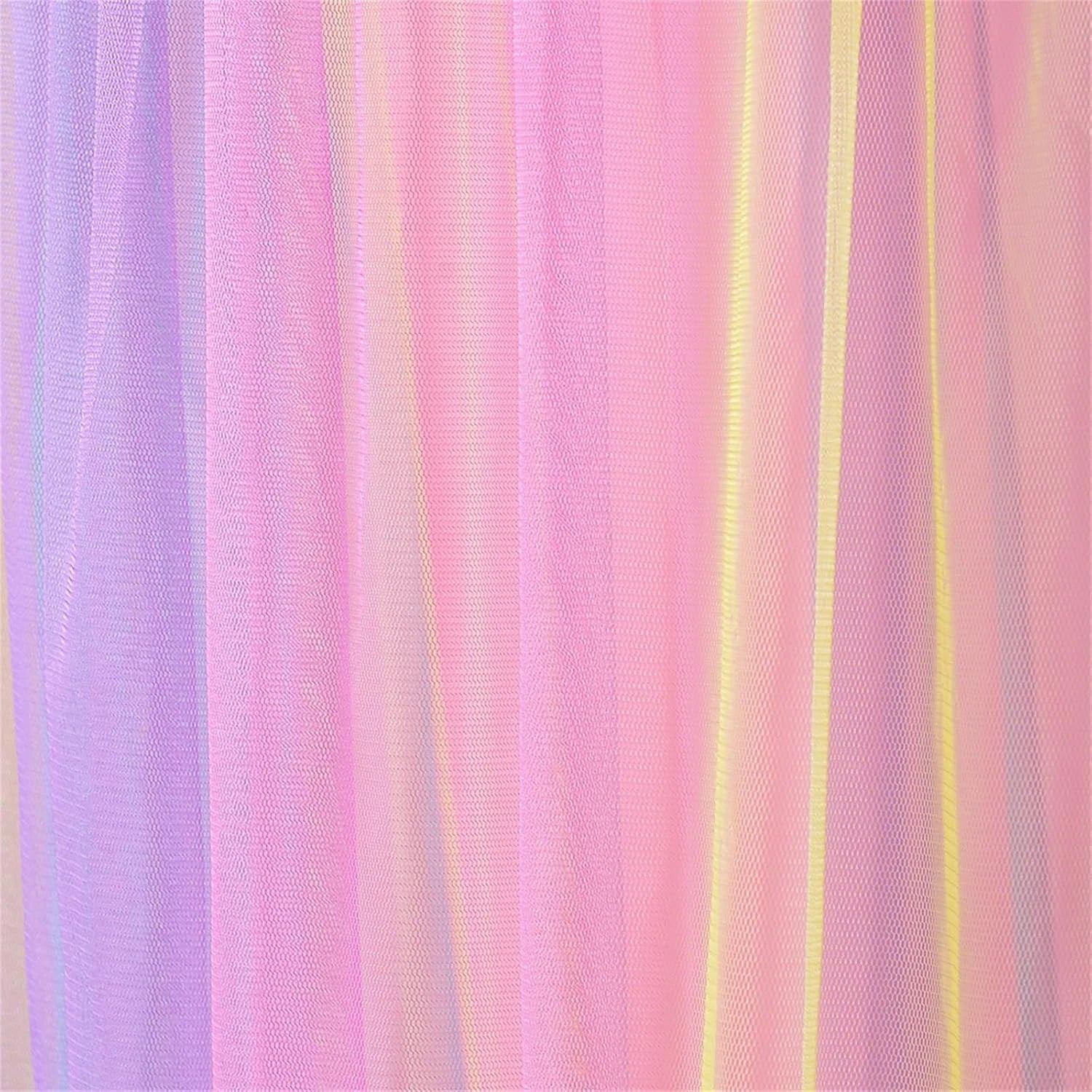 Mosquito Net Bed Canopy for Girls,Rainbow Canopy Bed Curtains Full Queen Size 07FC0E-D4 - KOEEK